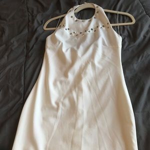 White High halter neckline dress